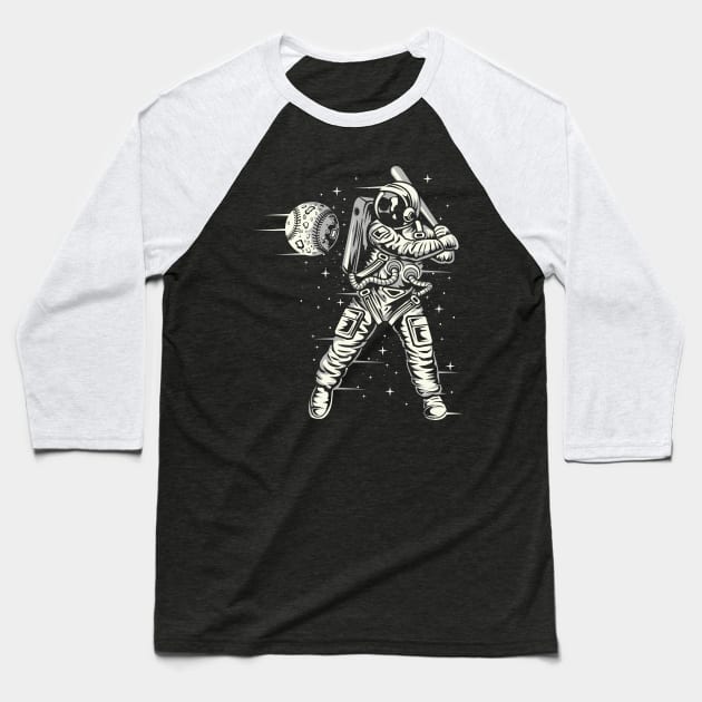 Outer Space Astronaut Plays Baseball With Moon Baseball T-Shirt by Xeire